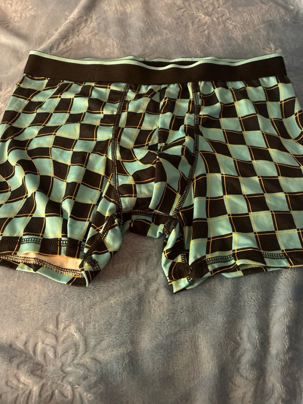 Women’s Checkered Mint & Black Stretch Boxer Briefs